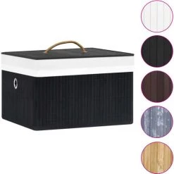 Topdeal Boîtes De Rangement En Bambou 4 Pcs Noir FF320769_FR -Petit rangement Soldes Magasin 60371461 2