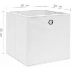 Topdeal Boîtes De Rangement 4 Pcs Tissu Intissé 28x28x28 Cm Blanc FF325207_FR -Petit rangement Soldes Magasin 60371709 5