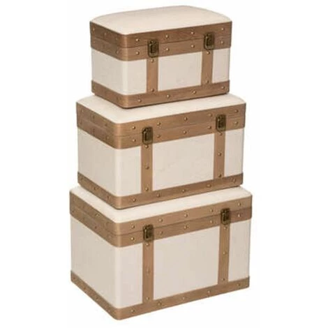 ATMOSPHERA, CRATEUR D'INTRIEUR Lot De 3 Malles Vintage "Tropique Australe" 50cm Lin 3 ATMOSPHERA, CRATEUR D'INTRIEUR Lot De 3 Malles Vintage "Tropique Australe" 50cm Lin