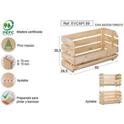 ASTIGARRAGA EVCAPI.99 Caja Apilable Resistente De Madera Maciza De Pino 35,3x60x28,5cm 7 ASTIGARRAGA EVCAPI.99 Caja Apilable Resistente De Madera Maciza De Pino 35,3x60x28,5cm -Petit rangement Soldes Magasin 60518409 3