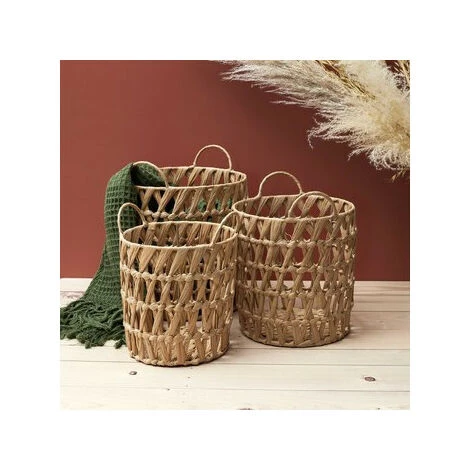 Paniers, Boites Et Corbeilles The Home Deco Factory PANIER AJOURE AVEC ANSES X3 Marron 4 Paniers, Boites Et Corbeilles The Home Deco Factory PANIER AJOURE AVEC ANSES X3 Marron – Image 2