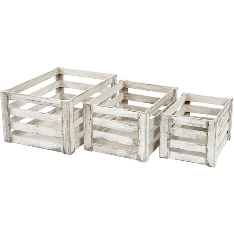 DéCOSHOP26 Ensemble De 3 Caisses En Bois Panier De Rangement Bouteilles Fruits Décoration Style Vintage Blanc Vieilli - Or 3 DéCOSHOP26 Ensemble De 3 Caisses En Bois Panier De Rangement Bouteilles Fruits Décoration Style Vintage Blanc Vieilli - Or