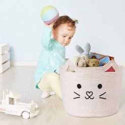 EINEMGELD Panier à Linge Pliable En Corde De Coton, Panier à Jouets Panier De Rangement Pour Enfants, Vêtements, Décoration De Chambre, Panier Cadeau Pour Animal De Compagnie, Panier Pour Chat, Chien -Petit rangement Soldes Magasin 60671043 2