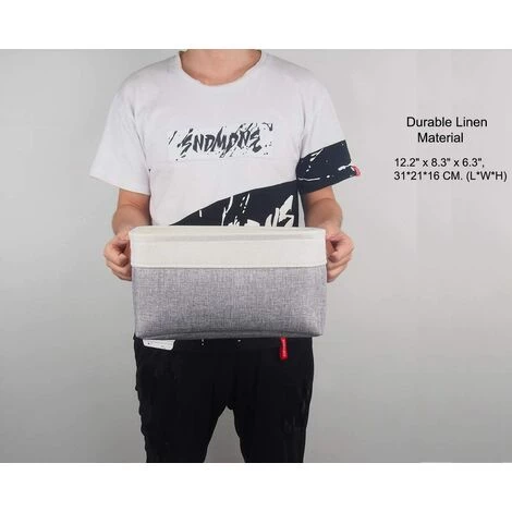 EINEMGELD Lot De 3 Paniers De Rangement, Boîte De Rangement Pliable Avec Poignée, Caisse De Rangement En Tissu Pour Vêtements, Livres, Jouets, Maison (Gris/Blanc, Small) 6 EINEMGELD Lot De 3 Paniers De Rangement, Boîte De Rangement Pliable Avec Poignée, Caisse De Rangement En Tissu Pour Vêtements, Livres, Jouets, Maison (Gris/Blanc, Small) – Image 4