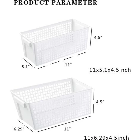EINEMGELD ZWL Boîte De Rangement En Plastique PP Tissé, Bac De Rangement Pour Cuisine, Salle De Bain, Chambre D'enfant – Lot De 2,Blanc 4 EINEMGELD ZWL Boîte De Rangement En Plastique PP Tissé, Bac De Rangement Pour Cuisine, Salle De Bain, Chambre D'enfant – Lot De 2,Blanc – Image 2