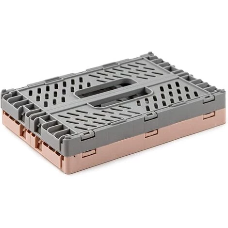 EINEMGELD Lot De 2 Caisses Pliantes En Plastique - Boîtes De Rangement Solides Pour Cuisine, Chambre à Coucher, Bureau (rose + Gris, 22 X 15 X 9 Cm) 5 EINEMGELD Lot De 2 Caisses Pliantes En Plastique - Boîtes De Rangement Solides Pour Cuisine, Chambre à Coucher, Bureau (rose + Gris, 22 X 15 X 9 Cm) – Image 3