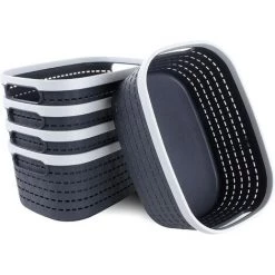 EINEMGELD Lot De 5 Panier De Rangement Plastique, Boîte De Rangement, Corbeille Rangement Pour Bureau, Salle De Bain, Cuisine Et Armoire - 300 X 210 X 135 MM (Gris Foncé)