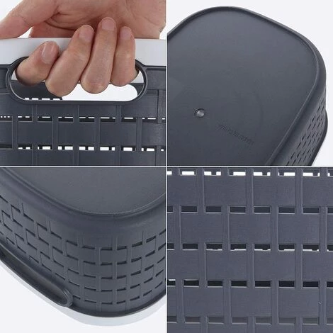 EINEMGELD Lot De 5 Panier De Rangement Plastique, Boîte De Rangement, Corbeille Rangement Pour Bureau, Salle De Bain, Cuisine Et Armoire - 300 X 210 X 135 MM (Gris Foncé) 5 EINEMGELD Lot De 5 Panier De Rangement Plastique, Boîte De Rangement, Corbeille Rangement Pour Bureau, Salle De Bain, Cuisine Et Armoire - 300 X 210 X 135 MM (Gris Foncé) – Image 3