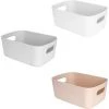 EINEMGELD Panier De Rangement En Plastique Avec Poignées, Petit Boîte De Rangement Léger Bac Organiseur Pour Salle De Bain, Cuisine, Chambre D’Enfant, Cosmétiques, Tiroir, étagères (Lot De 3)