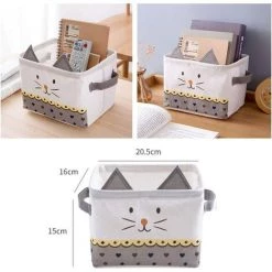 EINEMGELD Lot De 2 Paniers De Rangement Pliable En Coton Lin Petit Boîtes De Rangement Imperméable Pour Organiser Jouets Maquillages Accessoires - Chat Mignon, Rose & Gris 8 EINEMGELD Lot De 2 Paniers De Rangement Pliable En Coton Lin Petit Boîtes De Rangement Imperméable Pour Organiser Jouets Maquillages Accessoires - Chat Mignon, Rose & Gris -Petit rangement Soldes Magasin 60671592 3