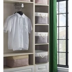 EINEMGELD Boite De Rangement Tissu Grand, Panier Rangement Rectangulaire Dressing Avec Poignée Pour Jouets, Armoire (Pliable, Gris Blanc) 8 EINEMGELD Boite De Rangement Tissu Grand, Panier Rangement Rectangulaire Dressing Avec Poignée Pour Jouets, Armoire (Pliable, Gris Blanc) -Petit rangement Soldes Magasin 60671828 3