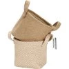 EINEMGELD Organizer Box Bins In Jute And Cotton Linen Pliable With Handle Decorative For Home Toiletry Stationery Sundries Toys Jewerly Color Beige 14 * 17 * 16CM 2PCS