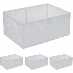 DéCOSHOP26 Ensemble De 4 Paniers De Rangement Salle De Bain Maquillage 12x28x20cm Blanc - Blante