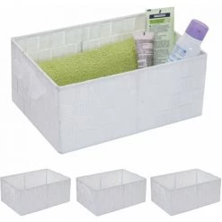 DéCOSHOP26 Ensemble De 4 Paniers De Rangement Salle De Bain Maquillage 12x28x20cm Blanc - Blante 9 DéCOSHOP26 Ensemble De 4 Paniers De Rangement Salle De Bain Maquillage 12x28x20cm Blanc - Blante -Petit rangement Soldes Magasin 60804365 3
