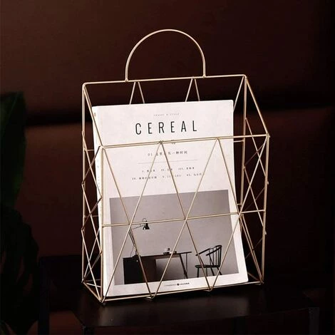 AOUGO Panier à Journaux Sur Pied Avec Poignée Pour Suspendre Le Mur - Élégant Porte-Magazines En Métal Pour Salle De Bain Ou Bureau - Doré 5 AOUGO Panier à Journaux Sur Pied Avec Poignée Pour Suspendre Le Mur - Élégant Porte-Magazines En Métal Pour Salle De Bain Ou Bureau - Doré – Image 3