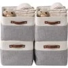 AOUGO Paniers De Rangement Pliables En Tissu Cationique Robuste Et Pliable Avec Poignées Pour étagère Pour Chambre D'enfant Ou Penderie (Gris Et Blanc, Large - 4 Pack) 1 AOUGO Paniers De Rangement Pliables En Tissu Cationique Robuste Et Pliable Avec Poignées Pour étagère Pour Chambre D'enfant Ou Penderie (Gris Et Blanc, Large - 4 Pack) -Petit rangement Soldes Magasin 60906826 1