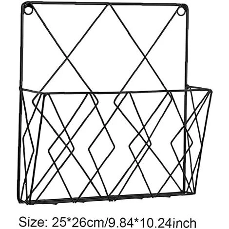 AOUGO Montage Mural Porte-revues, Newspaper Bibliothèque Rack De Stockage Paniers En Métal De Fil Noir Décoration Shelf Fichiers Pour Office Salon Chambre 4 AOUGO Montage Mural Porte-revues, Newspaper Bibliothèque Rack De Stockage Paniers En Métal De Fil Noir Décoration Shelf Fichiers Pour Office Salon Chambre – Image 2