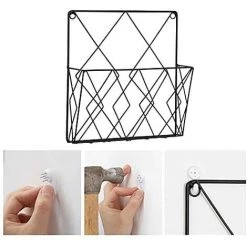AOUGO Montage Mural Porte-revues, Newspaper Bibliothèque Rack De Stockage Paniers En Métal De Fil Noir Décoration Shelf Fichiers Pour Office Salon Chambre 9 AOUGO Montage Mural Porte-revues, Newspaper Bibliothèque Rack De Stockage Paniers En Métal De Fil Noir Décoration Shelf Fichiers Pour Office Salon Chambre -Petit rangement Soldes Magasin 60907182 3