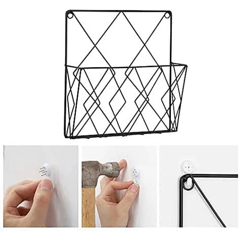 AOUGO Montage Mural Porte-revues, Newspaper Bibliothèque Rack De Stockage Paniers En Métal De Fil Noir Décoration Shelf Fichiers Pour Office Salon Chambre 5 AOUGO Montage Mural Porte-revues, Newspaper Bibliothèque Rack De Stockage Paniers En Métal De Fil Noir Décoration Shelf Fichiers Pour Office Salon Chambre – Image 3