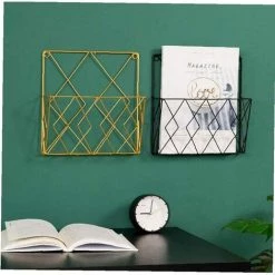AOUGO Montage Mural Porte-revues, Newspaper Bibliothèque Rack De Stockage Paniers En Métal De Fil Noir Décoration Shelf Fichiers Pour Office Salon Chambre 11 AOUGO Montage Mural Porte-revues, Newspaper Bibliothèque Rack De Stockage Paniers En Métal De Fil Noir Décoration Shelf Fichiers Pour Office Salon Chambre -Petit rangement Soldes Magasin 60907182 5