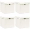 FIMEI Boîtes De Rangement Avec Couvercles 4pcs Blanc 32x32x32cm Tissu 2 FIMEI Boîtes De Rangement Avec Couvercles 4pcs Blanc 32x32x32cm Tissu -Petit rangement Soldes Magasin 60966520 1