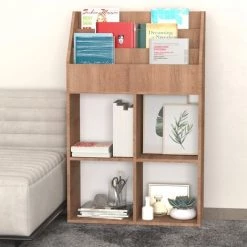 FIMEI Porte-revue Pour Enfants Chêne Sonoma 71x30x114 Cm Aggloméré -Petit rangement Soldes Magasin 60967580 4