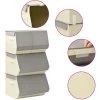 FIMEI Boîtes De Rangement Empilables 4 Pcs Tissu Gris Et Crème -Petit rangement Soldes Magasin 60971416 1