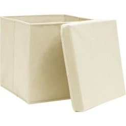 FIMEI Boîtes De Rangement à Couvercles 4 Pcs Crème 32x32x32 Cm Tissu 9 FIMEI Boîtes De Rangement à Couvercles 4 Pcs Crème 32x32x32 Cm Tissu -Petit rangement Soldes Magasin 60974337 3