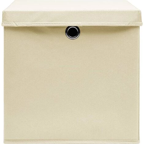 FIMEI Boîtes De Rangement à Couvercles 4 Pcs Crème 32x32x32 Cm Tissu 6 FIMEI Boîtes De Rangement à Couvercles 4 Pcs Crème 32x32x32 Cm Tissu â Image 4
