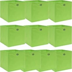 FIMEI Boîtes De Rangement 10 Pcs Vert 32x32x32 Cm Tissu