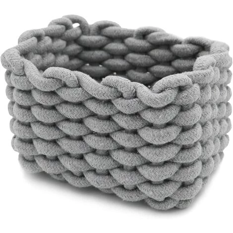 HKLFFJA Panier De Rangement En Corde De Coton Organisateurs De Paniers De Rangement Rectangulaires Naturels DéCoratifs Pour Chambre De BéBé, Chambre à Coucher, Salon Gris Small 3 HKLFFJA Panier De Rangement En Corde De Coton Organisateurs De Paniers De Rangement Rectangulaires Naturels DéCoratifs Pour Chambre De BéBé, Chambre à Coucher, Salon Gris Small