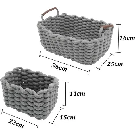 HKLFFJA Panier De Rangement En Corde De Coton Organisateurs De Paniers De Rangement Rectangulaires Naturels DéCoratifs Pour Chambre De BéBé, Chambre à Coucher, Salon Gris Small 6 HKLFFJA Panier De Rangement En Corde De Coton Organisateurs De Paniers De Rangement Rectangulaires Naturels DéCoratifs Pour Chambre De BéBé, Chambre à Coucher, Salon Gris Small – Image 4