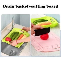 Ensoleillé Planche à Découper Pliable Planche à Découper Pliable 3 En 1 Panier De Rangement Multifonction Pour Pique-nique -Petit rangement Soldes Magasin 61243992 3