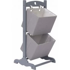 SUPERMARKET Support à Panier Bois 2 Niveaux Gris Foncé 35x35x72 Cm