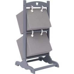 SUPERMARKET Support à Panier Bois 2 Niveaux Gris Foncé 35x35x72 Cm -Petit rangement Soldes Magasin 61304440 3