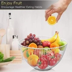 MEZHENG 25 * 14 Cm Corbeille Fruit Rond, Corbeille A Fruit Câble, Corbeille à Fruits Original Métal, Blanc -Petit rangement Soldes Magasin 61310115 5