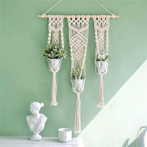 EINEMGELD Décoration De Pot De Fleur En Fil De Macramé - Décoration Murale Boho Fleur Panier Suspendu Maison Corde De Coton Pour Utilisation Intérieure Et Extérieure 3 EINEMGELD Décoration De Pot De Fleur En Fil De Macramé - Décoration Murale Boho Fleur Panier Suspendu Maison Corde De Coton Pour Utilisation Intérieure Et Extérieure