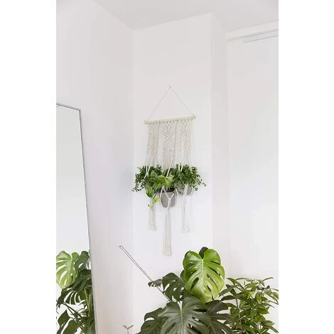 EINEMGELD Décoration De Pot De Fleur En Fil De Macramé - Décoration Murale Boho Fleur Panier Suspendu Maison Corde De Coton Pour Utilisation Intérieure Et Extérieure 4 EINEMGELD Décoration De Pot De Fleur En Fil De Macramé - Décoration Murale Boho Fleur Panier Suspendu Maison Corde De Coton Pour Utilisation Intérieure Et Extérieure – Image 2