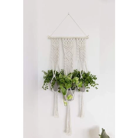 EINEMGELD Décoration De Pot De Fleur En Fil De Macramé - Décoration Murale Boho Fleur Panier Suspendu Maison Corde De Coton Pour Utilisation Intérieure Et Extérieure 5 EINEMGELD Décoration De Pot De Fleur En Fil De Macramé - Décoration Murale Boho Fleur Panier Suspendu Maison Corde De Coton Pour Utilisation Intérieure Et Extérieure – Image 3