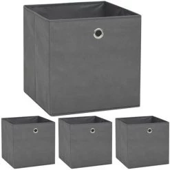 FIMEI Boîte De Rangement 4 Pcs Tissu Non-tissé 32 X 32 X 32 Cm Gris