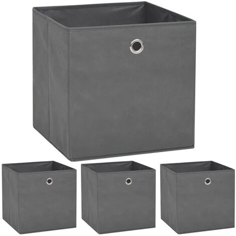 FIMEI Boîte De Rangement 4 Pcs Tissu Non-tissé 32 X 32 X 32 Cm Gris 3 FIMEI Boîte De Rangement 4 Pcs Tissu Non-tissé 32 X 32 X 32 Cm Gris