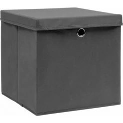 FIMEI Boîtes De Rangement Avec Couvercles 4 Pcs Gris 32x32x32cm Tissu -Petit rangement Soldes Magasin 61380129 2