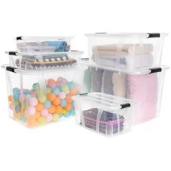 FIMEI Boîtes De Rangement Avec Couvercles 2 Pcs Transparent 80 L -Petit rangement Soldes Magasin 61380576 4