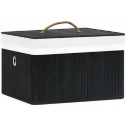 FIMEI Boîtes De Rangement En Bambou 4 Pcs Noir -Petit rangement Soldes Magasin 61381358 2
