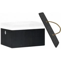 FIMEI Boîtes De Rangement En Bambou 4 Pcs Noir -Petit rangement Soldes Magasin 61381358 4