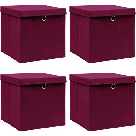 FIMEI Boîtes De Rangement 4 Pcs Rouge Foncé 32x32x32 Cm Tissu 3 FIMEI Boîtes De Rangement 4 Pcs Rouge Foncé 32x32x32 Cm Tissu