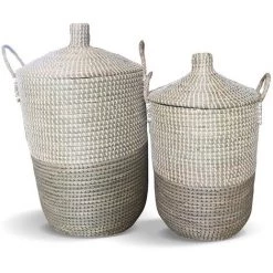 OZAIA Set De 2 Grands Paniers OSHA - Jonc De Mer - Coloris Naturel - Taupe, Naturel Clair