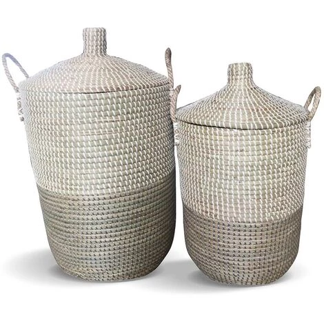 OZAIA Set De 2 Grands Paniers OSHA - Jonc De Mer - Coloris Naturel - Taupe, Naturel Clair 3 OZAIA Set De 2 Grands Paniers OSHA - Jonc De Mer - Coloris Naturel - Taupe, Naturel Clair