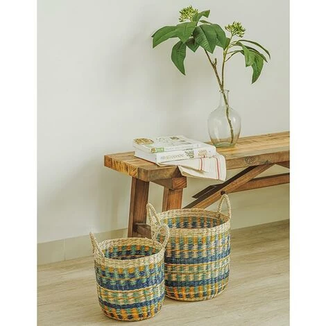 OZAIA Lot De 2 Paniers En Jonc De Mer - D. 30 Et D. 25 Cm - Multicolore - MERIA - Multicolore 4 OZAIA Lot De 2 Paniers En Jonc De Mer - D. 30 Et D. 25 Cm - Multicolore - MERIA - Multicolore – Image 2