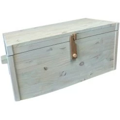 ZEN ET ETHNIQUE Coffre En Bois De Pin Lasuré Vert Fait Main 45 X 35.5 X 71 Cm